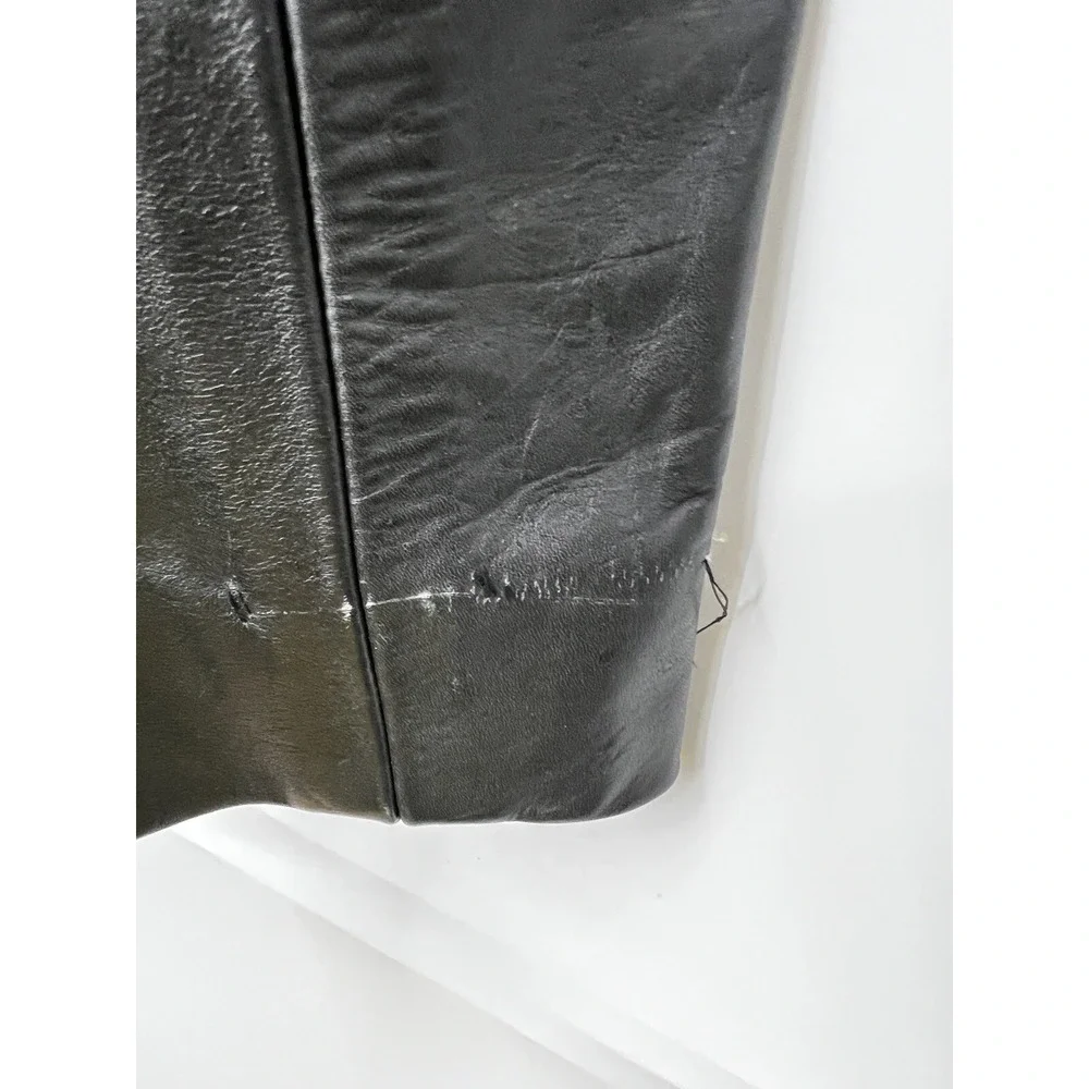 First Genuine Leather Pants Womens Black Smooth Motorcycle Pants Size 28 - Picture 6 of 7